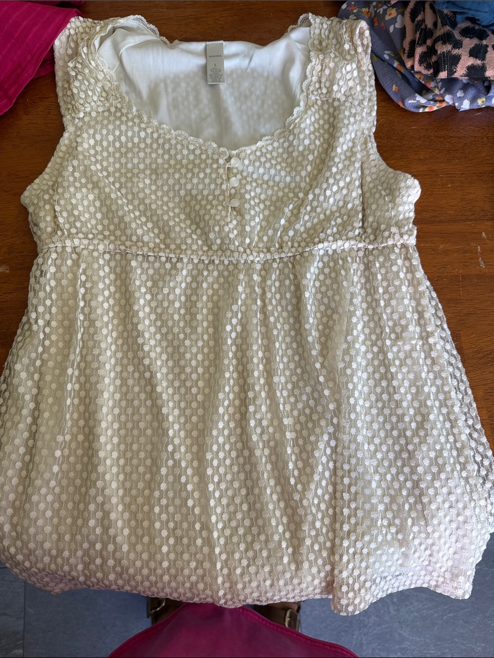 Merona Cream Textured Sleeveless Tank Top